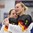 PLYMOUTH, MICHIGAN - April 1: Germany's Sophie Kratzer #3 (right) and Andrea Lanzl #15 (left) hug following a 2-1 win over team Czech Republic during preliminary round action at the 2017 IIHF Ice Hockey Women's World Championship. (Photo by Minas Panagiotakis/HHOF-IIHF Images)